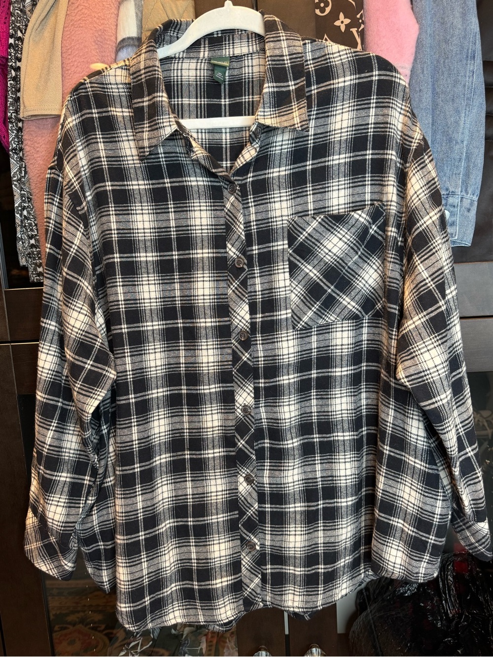 WILD FABLE  Black and White Plaid Flannel